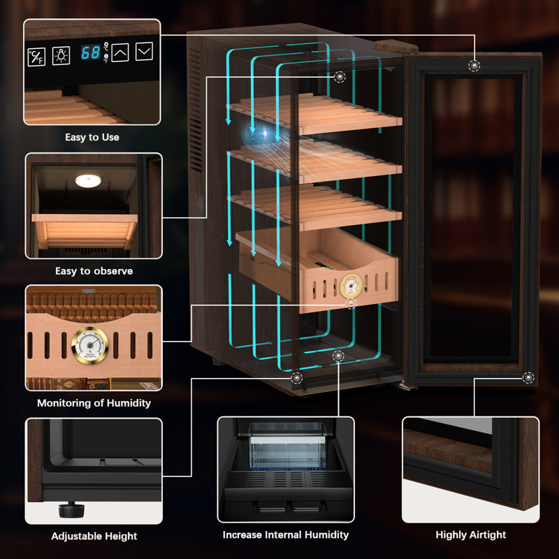 LINKEWODE 35L Electric Cigar Humidor with Cooling and Heating Function